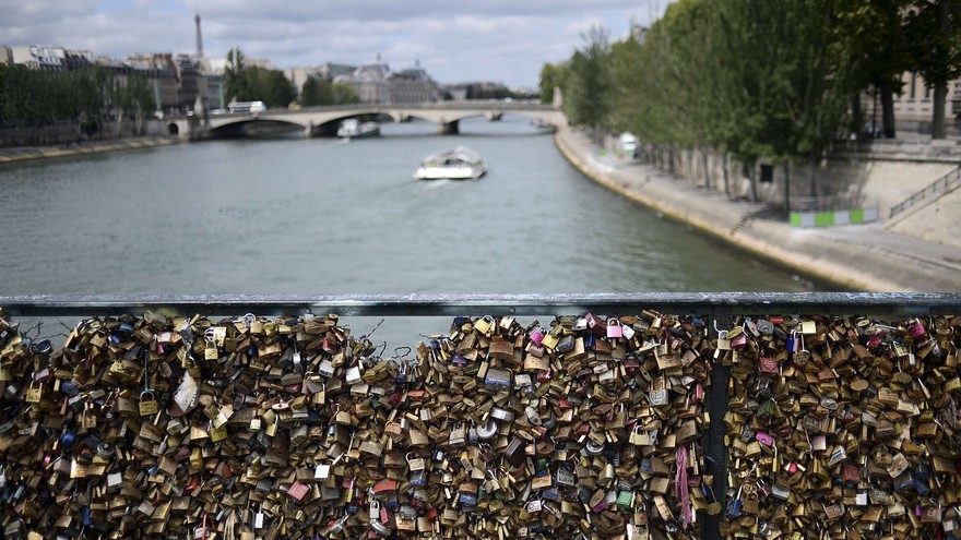 locks on lovers bridge paris